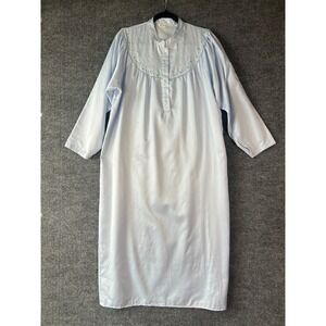 Kay Anna Blue Satin Nightgown Medium Cottagecore Grannycore Vintage Style Midi